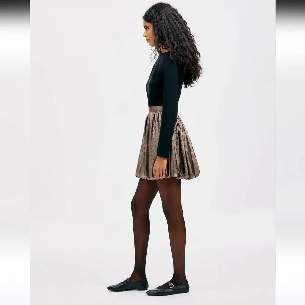 Madewell Metallic Bubble-Hem Miniskirt Bronze Foil Size 0 New